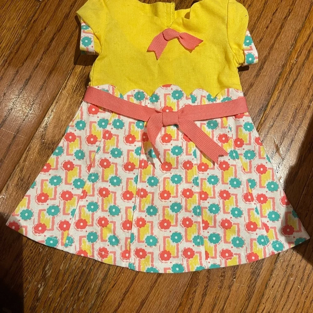 American Girl Floral Doll Dress with Yellow Stitching - Kit photography dress